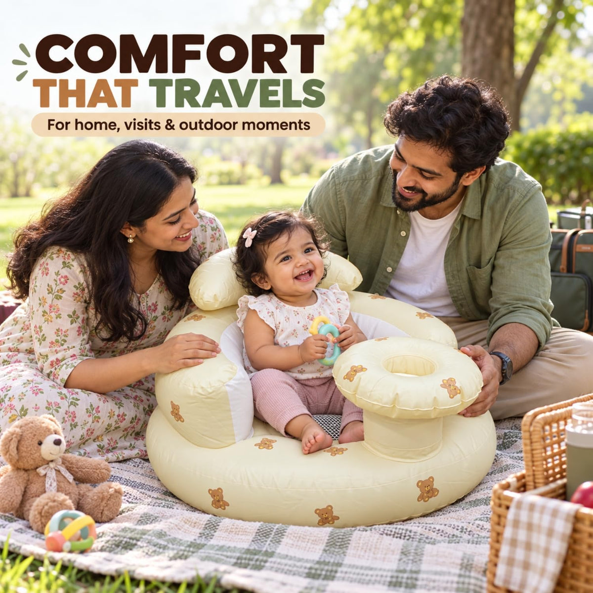 Toy Imagine Inflatable Baby Chair Feeding Tray Back Support & Built-in Pump