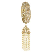 NMII Premium Alloy Latkan Kada Set Studded With Beads & Zircon Gemstone For Women & Girls | Traditional Pearls Kada Set | Kalira Bangles For Bridal | Dulhan Chudi Set For Wedding & Partys - Set Of 2