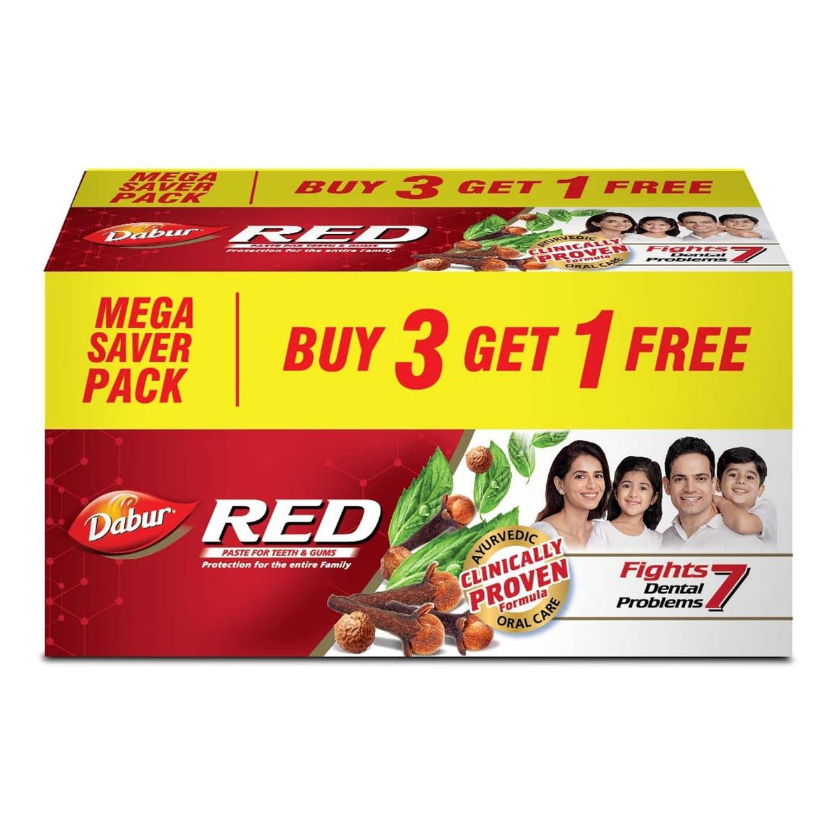 Dabur Almond Shampoo - With Almond-Vita Complex & Milk Extracts for Dull, Dry and Weak Hair - 650 ml & Dabur Red 800g (200g x 4, Pack of 4) Toothpaste