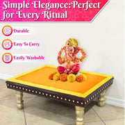 Bhakti Lehar Orange Velvet Pooja Cloth | Aasan for God Idol Sitting, Mandir Shelf, Puja Chowki Table and Home Temple Decoration - Pack of 4 (18 x 24 Inch)