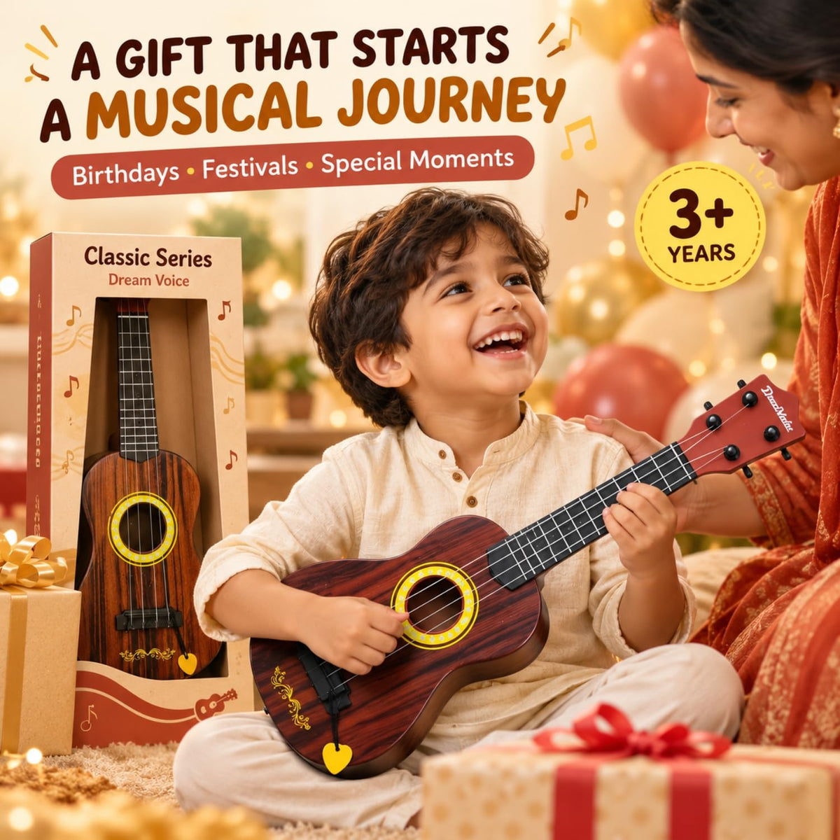 Toy Imagine 18-Inch 4-String Kids Guitar, Ukulele-Style Musical Toy