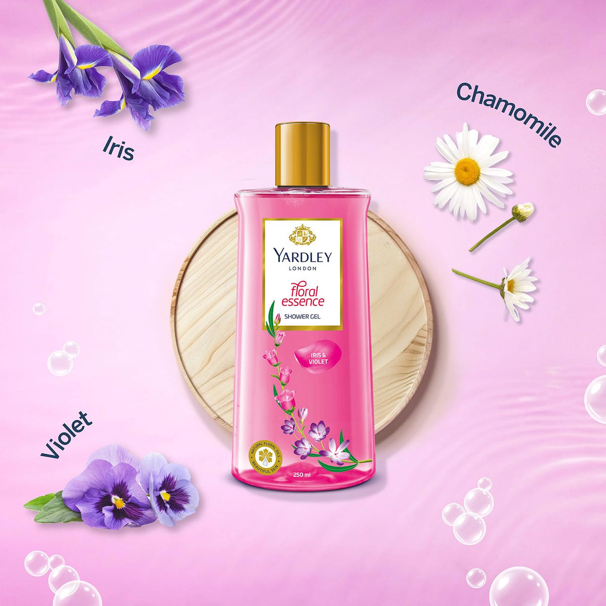 Yardley London| Shower Gel| Floral Essence| With Natural Floral Oils Of Iris & Violet| No Parabens| No Silicones | 250ml