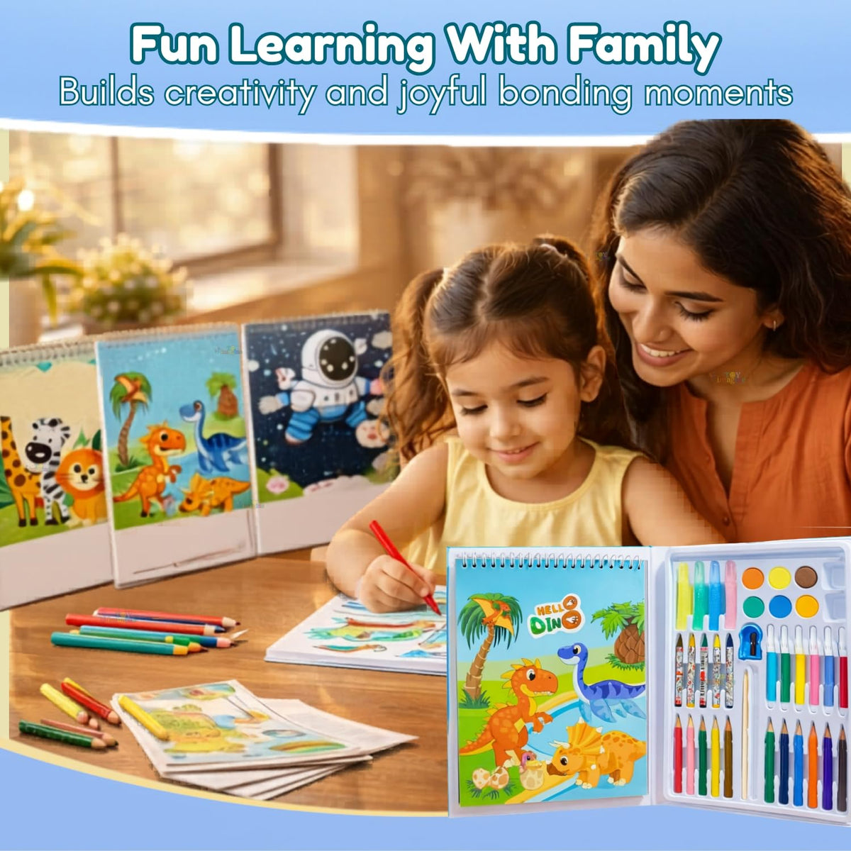 Toy Imagine Coloring Book Art Kit for Kids 6-12 with Crayons & Pencils