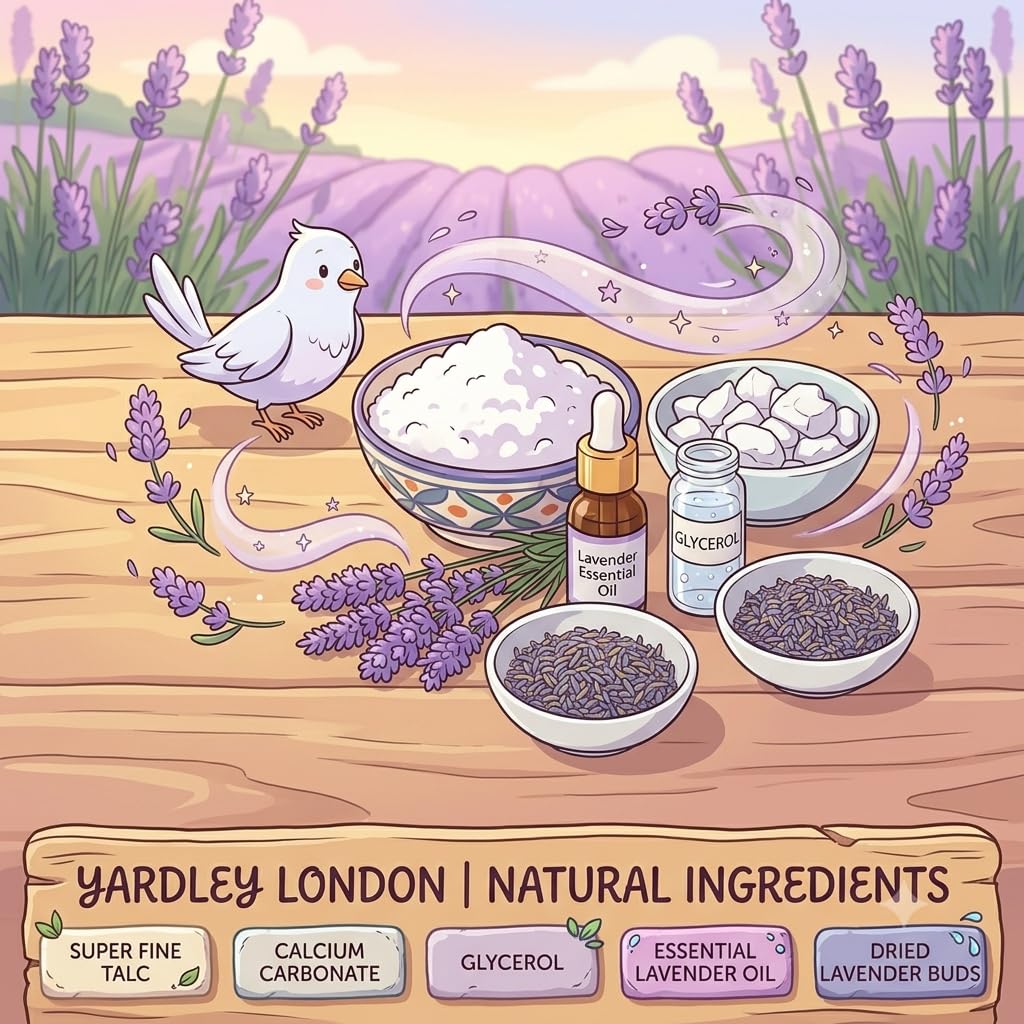 Yardley London English Lavender Perfumed Beauty Talc 400g | Long Lasting Floral Fragrance | Smooth & Silky Talcum Powder | Keeps Skin Fresh, Dry & Comfortable | Daily Body Powder for Men & Women