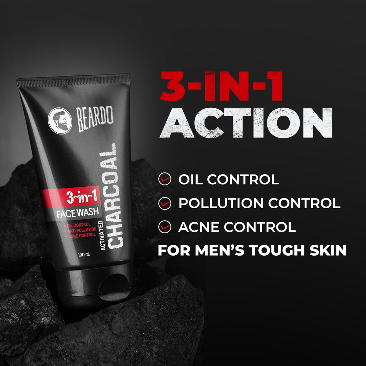 Beardo Activated Charcoal Face Wash, 100ml and BEARDO Ultraglow Face Cream SPF 30 for Men, 60g Combo