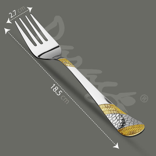 Parage 6 Pieces Stainless Steel 24k Golden Table Forks,18.5 cm, Premium Cutlery Set for Home & Kitchen, Luxury Dining Tableware Gift for House Warming,24 Karat Gold Plated Table Forks, Imperial design
