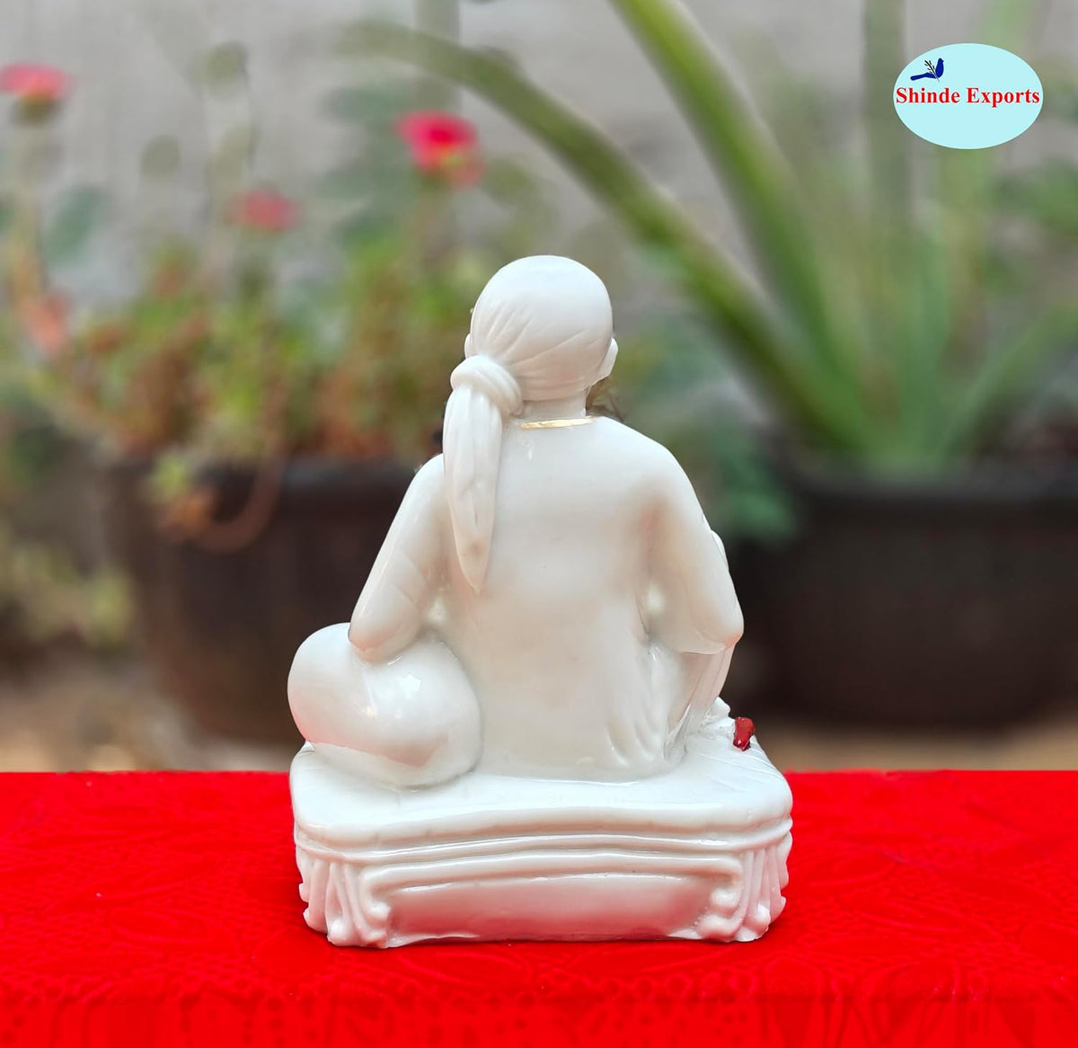SHINDE EXPORTS Shirdi Saibaba Big Size dwarkamai Marble Idol for Pooja Room Statue for Home Worship Baba 6.5 inches murti