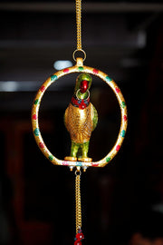 KridayKraft Metal Hanging Parrot Statue Showpiece Figurines (Medium size, Golden)