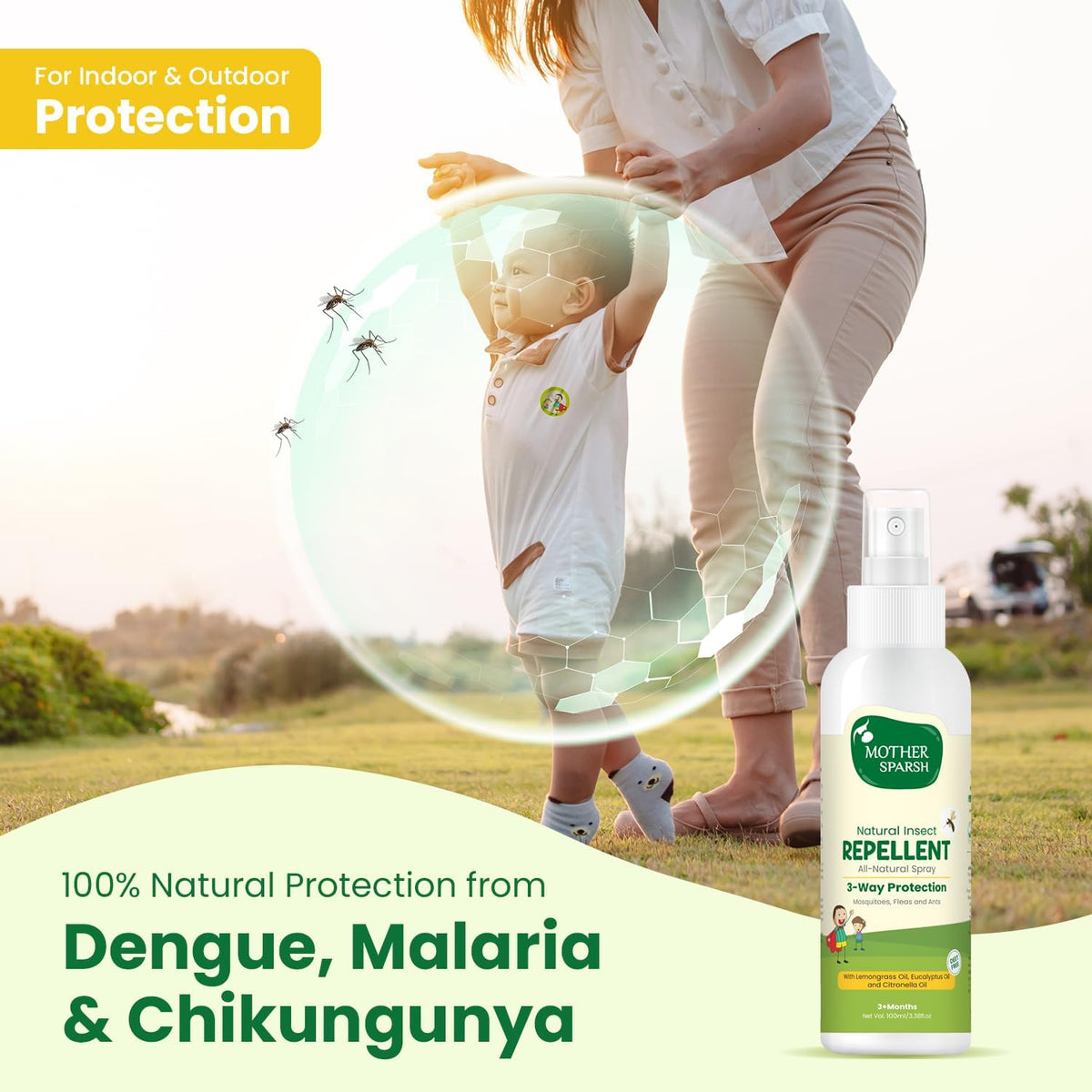 Mother Sparsh Natural Insect Repellent for Babies 100 ml and After Bite Turmeric Balm for Mosquito Bites, 100% Ayurvedic, 25 gm (Combo Pack)