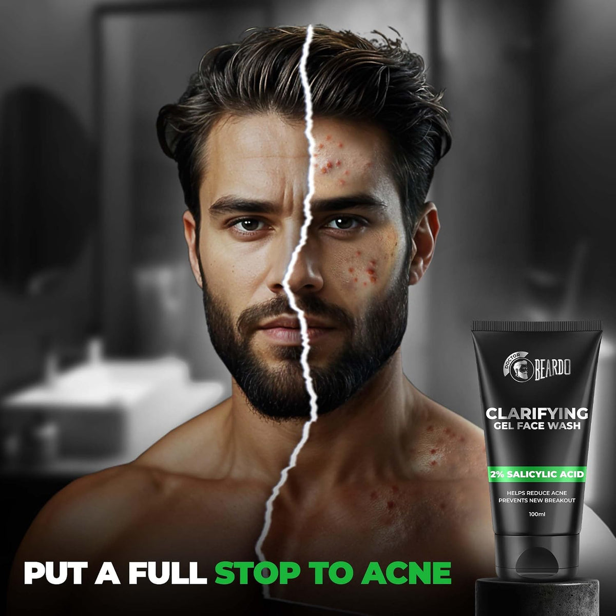 Beardo Clarifying Gel Face Wash for Men with Salicylic Acid | Anti Acne & Oil Control | Unclogs Pores, Reduces Blackheads, Gentle Daily Cleanser for Oily & Acne-Prone Skin – 100ml