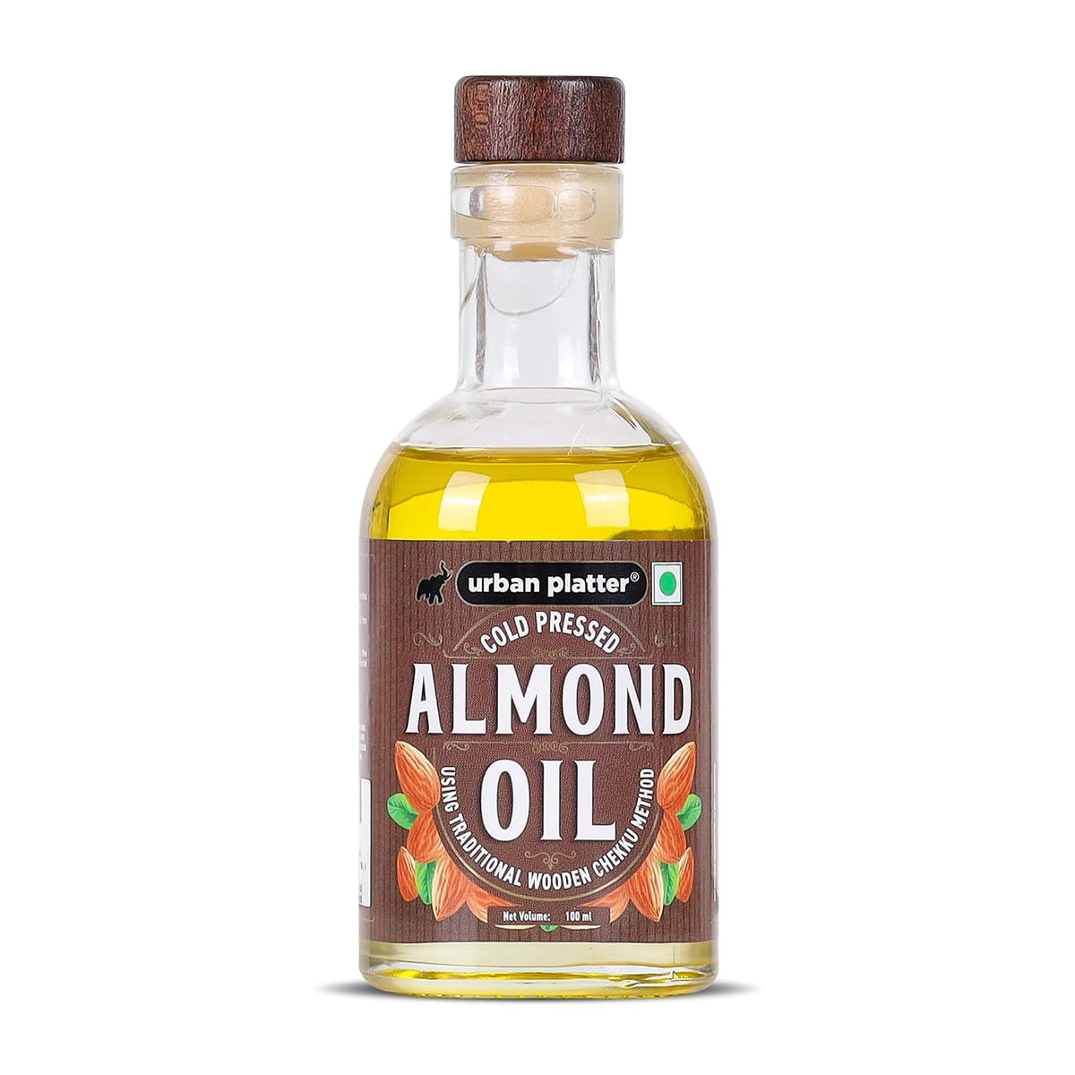 Urban Platter Cold Pressed Almond Oil, 100ml (Light Nutty Finishing Oil for Salads, Drizzling, Gourmet Baking & Natural Hair/Skin Nourishment)