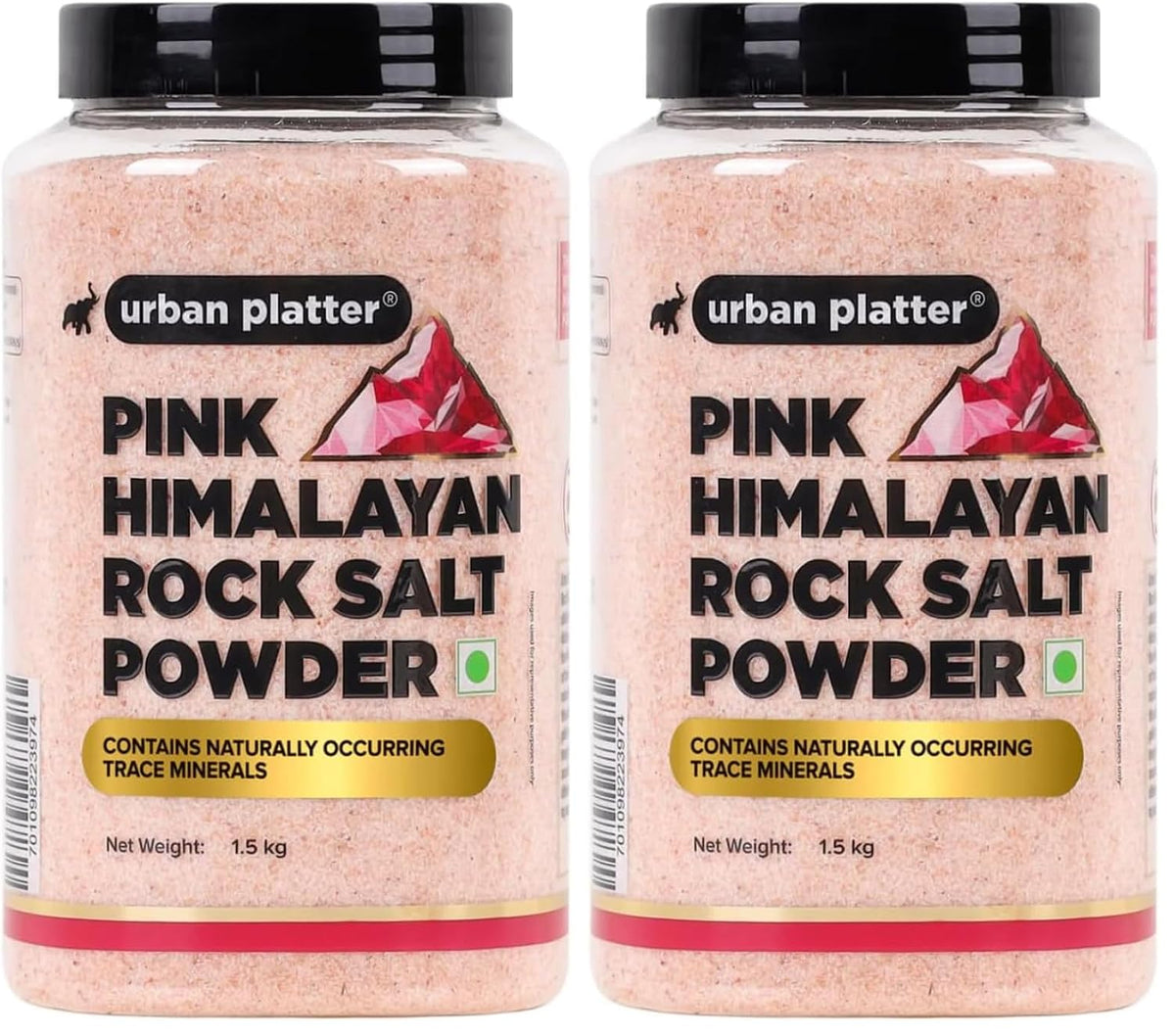 Urban Platter Pink Himalayan Rock Salt Powder, 1.5kg (Mineral-Rich Salt | Unrefined & Pure | Sendha Namak | Non-Iodised | Optically Sorted) (Pack of 2)