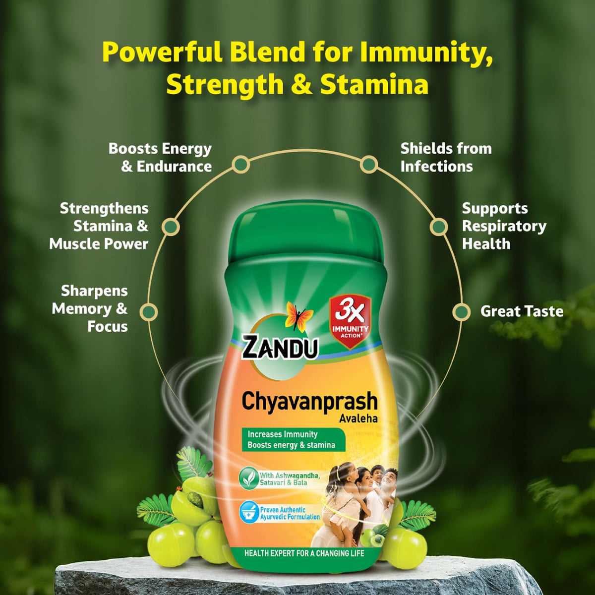 Zandu Chyawanprash Avaleha 910 g | Scientifically proven immunity booster | Boosts energy, stamina and memory | Powerful Ingredients to protect from common infections and illness | Great Taste