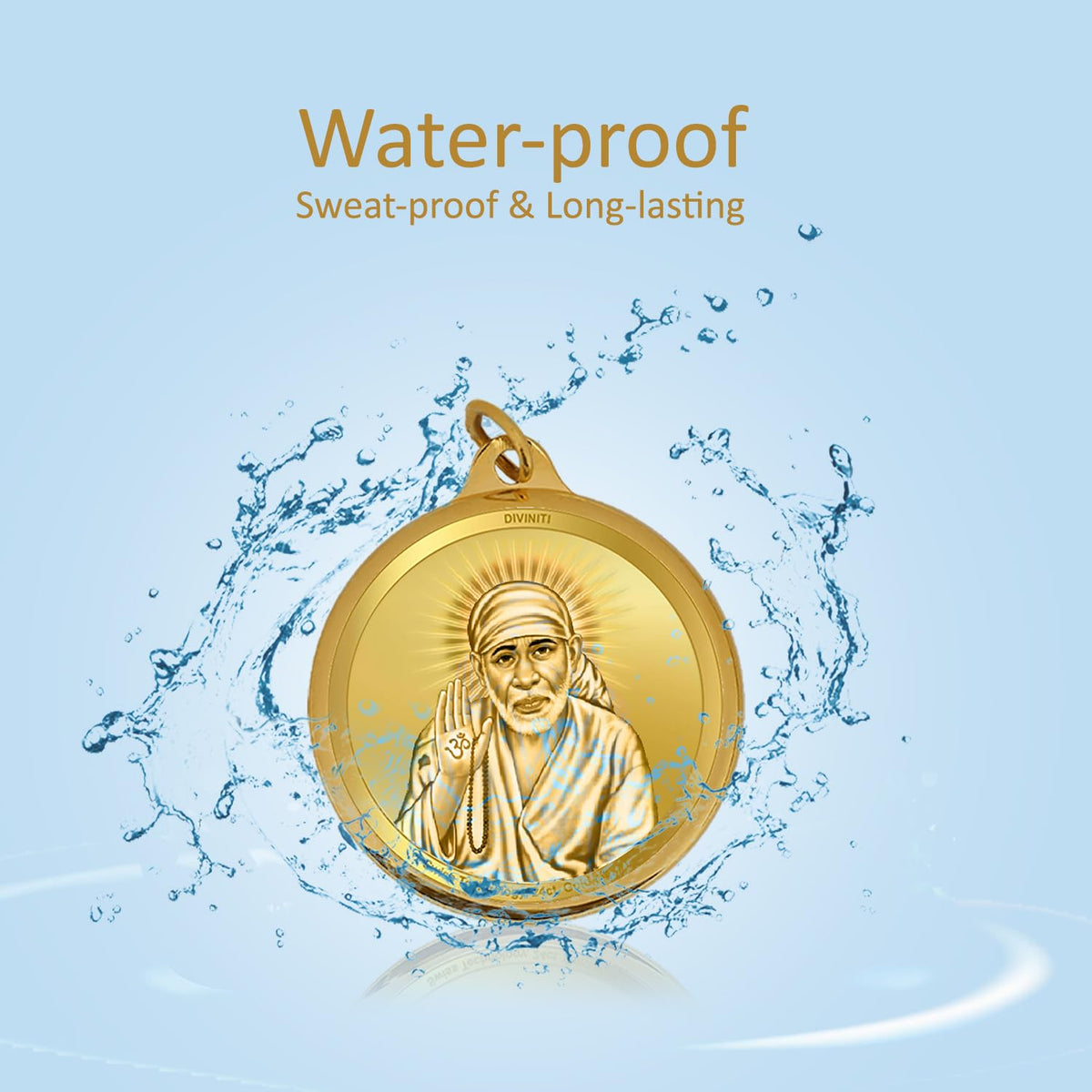 DIVINITI 24K Gold Plated Double-Sided Religious Pendant with Premium Gift Box, Spiritual Locket for Men & Women, Devotional Jewellery for Gifting & Everyday Wear | Sai Baba & Om-1