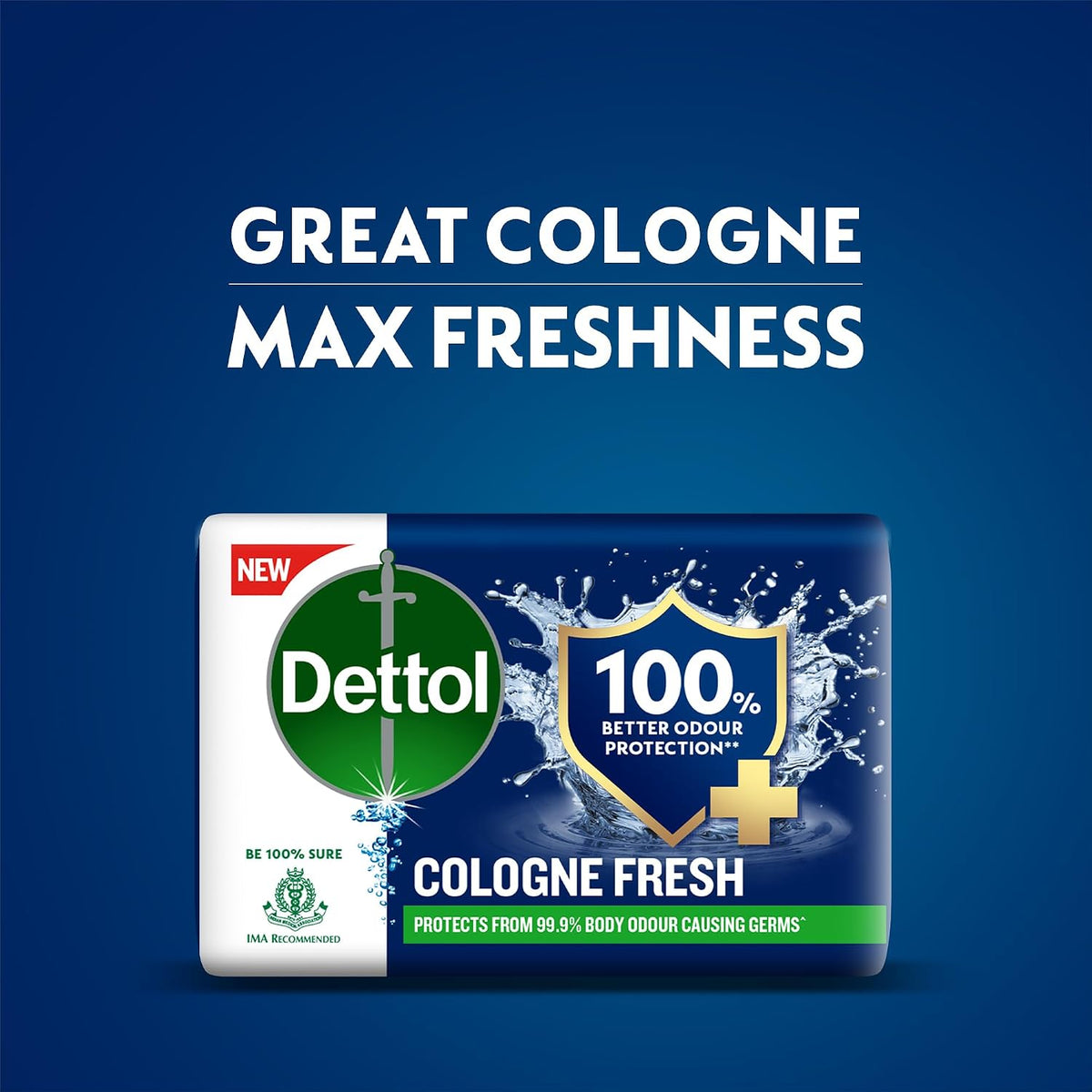 Dettol Cologne Fresh Bathing Soap Bar with 100% better odour protection- 150g Pack of 8, (600gm)