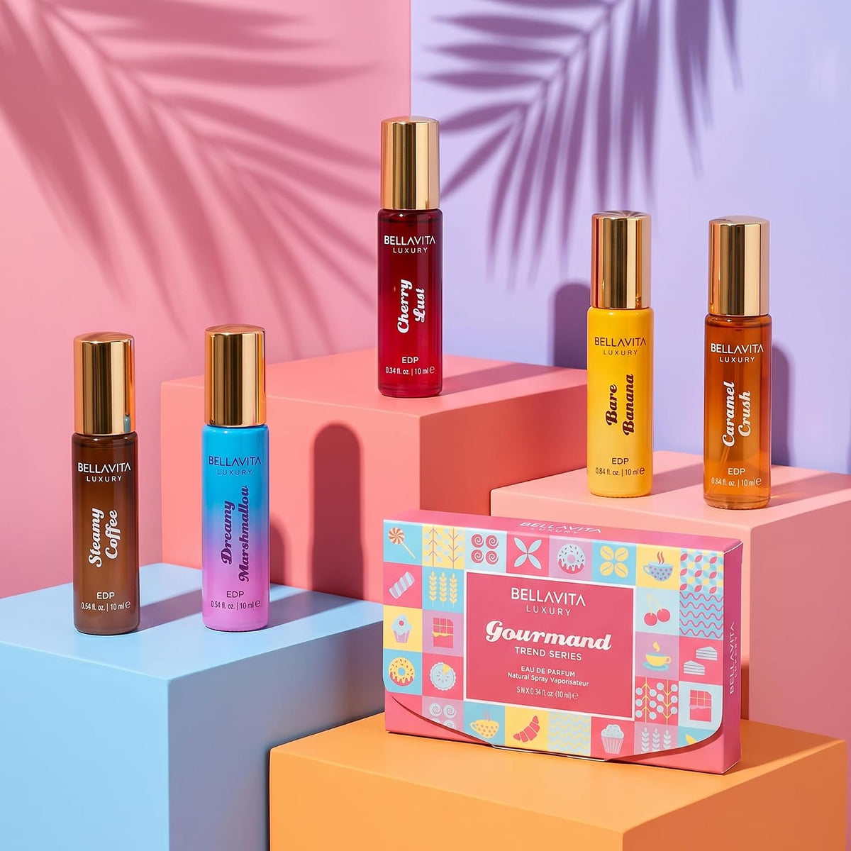 BELLAVITA Gourmand Trend Series | Sweet & Dessert Pocket Fragrances (5 x 10 ml) Eau de Parfum - 50 ml (For Men & Women)