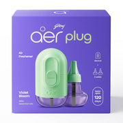 Godrej aer Plug Electric Air Freshener (Machine + 2 Refills (25ml each) | Violet Bloom | Lasts up to 120 days