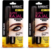 INSIGHT Super Kajal (Black) | Matte Finish |Transferproof| Waterproof|One stroke Application for Everyday Use - 20g (Pack of 2)