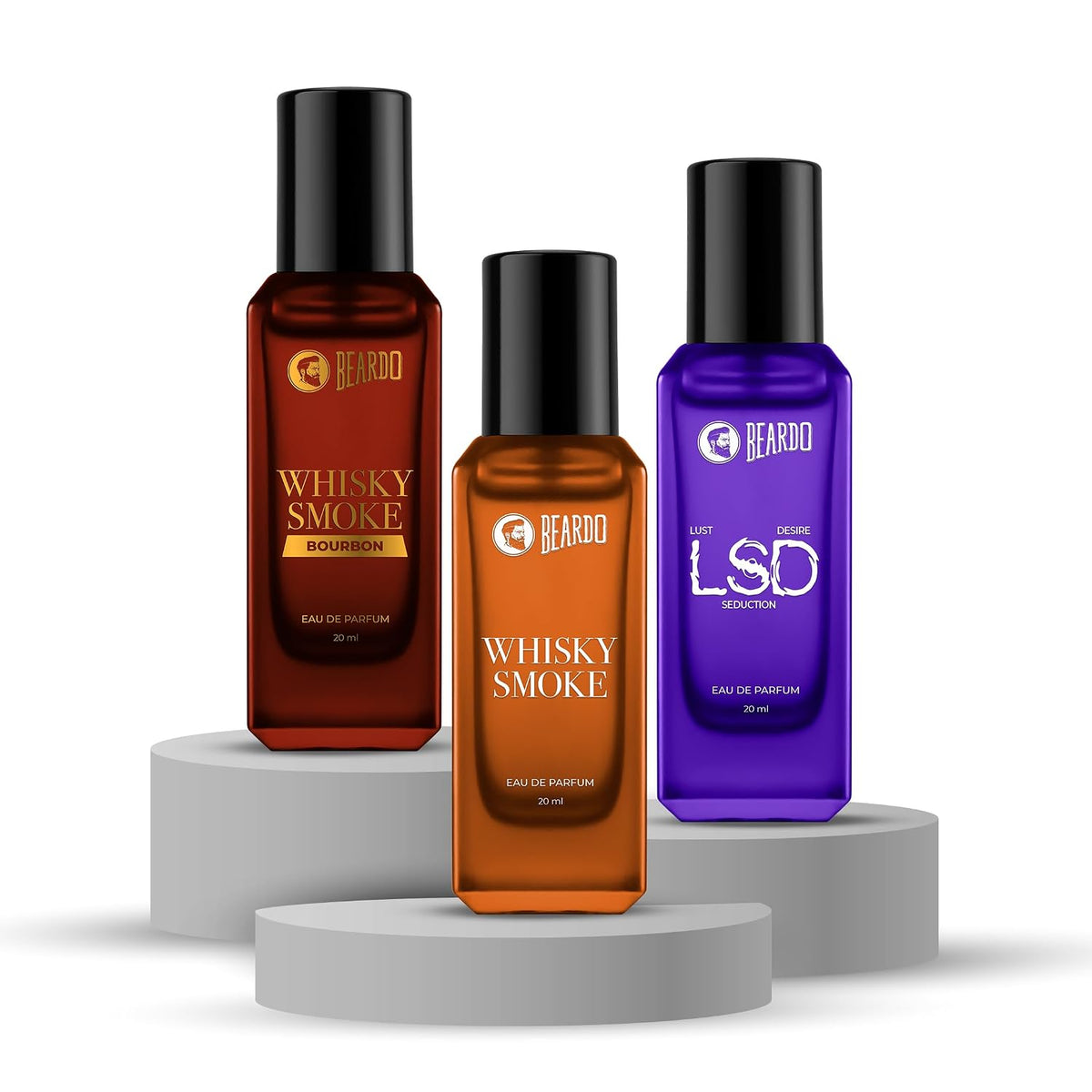 Beardo The Bold Collection- LSD,Whisky Smoke & Whiskey Smoke Bourbon Perfume for Men (20ml x 3) | Long Lasting Fragrance | Long Lasting Perfume for Men | Gift for Men | Gift for Friend
