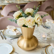 DSH Luxury Gold Designer Flower Vase Contemporary Metal Vase (8X10 in) Elegant Home Décor Accent for Living Room, Dining Table & Office.