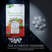 IndianJadiBooti Premium Bhimseni Kapoor – 100% Pure Natural Camphor Crystals for Pooja, Diffuser & Vastu – No Wax, No Residue, Pacha Karpooram for Meditation & Air Purification (100g (The Trial Pack))