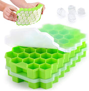 E-COSMOS® Flexible Silicone Honeycomb 37 Cavity Ice Cube Trays for Freezer with Lid Silicone Ice Cube Tray withMoulds Small Cubes Whiskey Fridge Bar Soft Ice Cube Tray (POF 1)