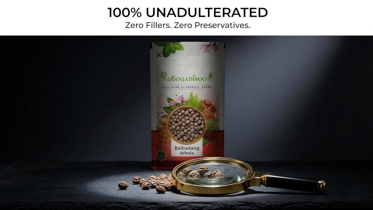 IndianJadiBooti Pure Baibadang Whole | Authentic Embelia Ribes Seeds for Gut Health & Detox | Vidanga/Vayuvilamgam Traditional Digestion Support | 100% Raw Natural Cleanser (100g)