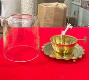 DSH Brass Akhand Diya for Puja Decorative Brass & Glass Oil Lamp Lantern Diya with Glass Cover for Prayers Home Decor and Diwali Festive Gifts. (Large)