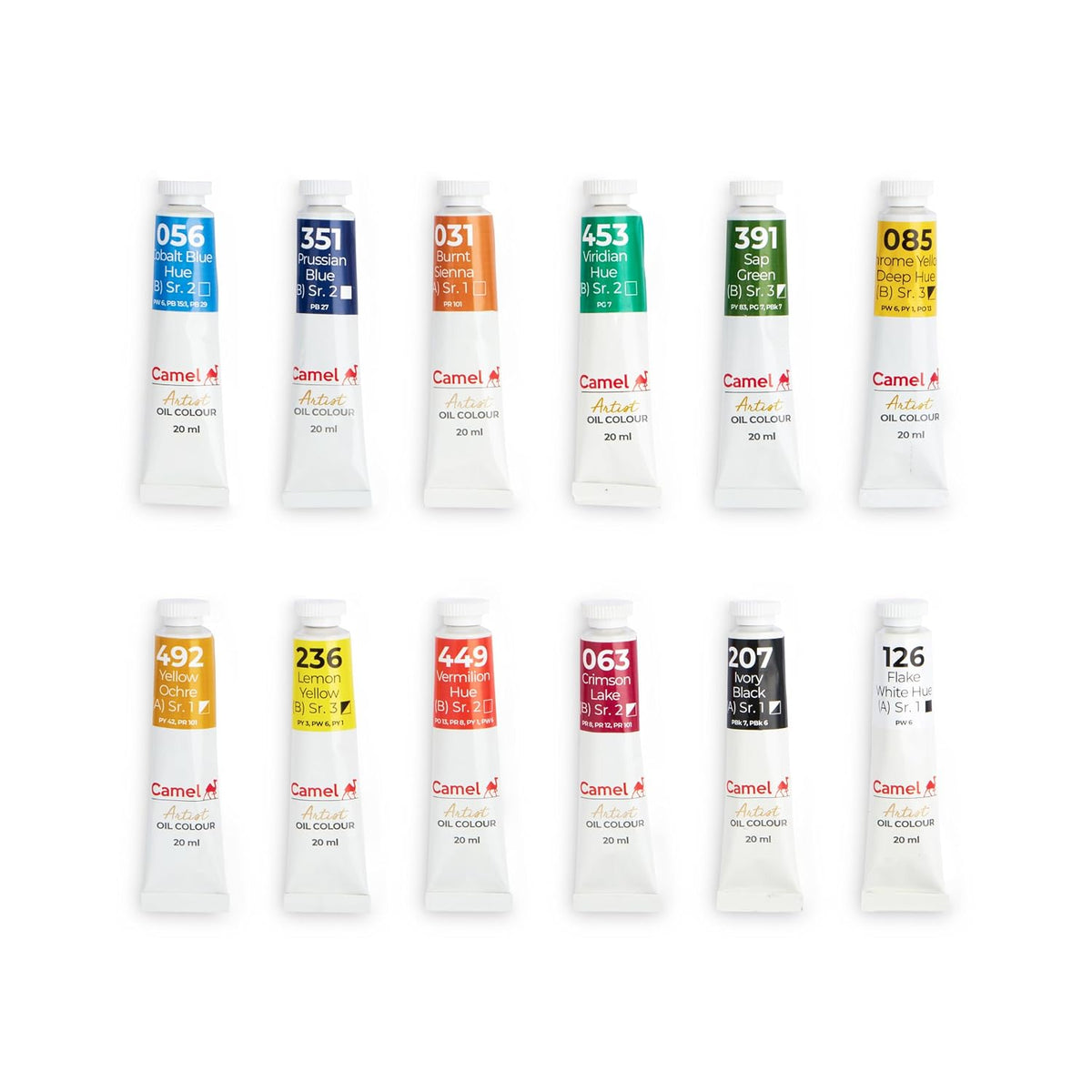 Camel Artist's Oil Color Box - 20ml Tubes, 12 Shades