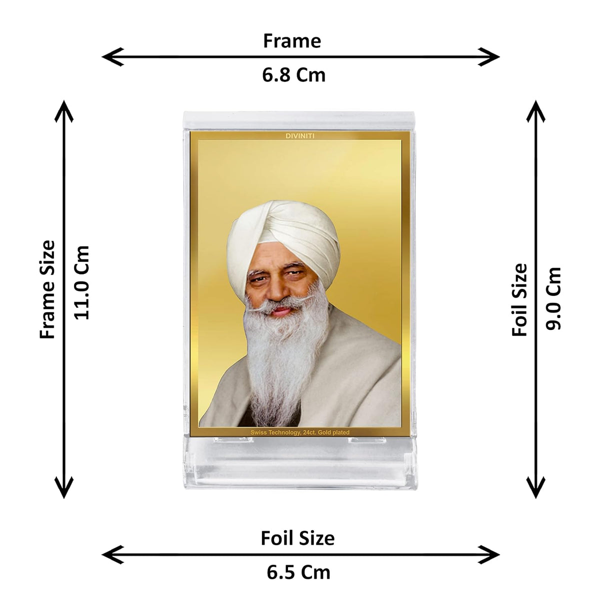 DIVINITI 24K Gold Plated Religious Car Dashboard Frame | Premium God Idol Frame for Car, Home Mandir & Office Table | Spiritual Gift, Decorative Showpiece | Radha Soami