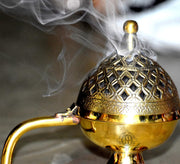 DSH Home Purifying Brass Dhuna Loban Burner Dhooni Dhoop Dani Dhuni Brass Table Dhoop Dani Incense Burner for Loban (Big)
