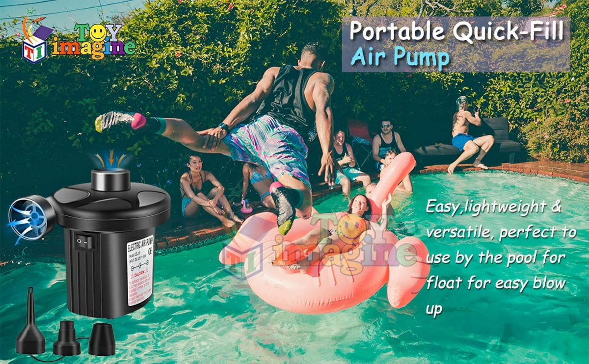 Toy Imagine Ht-196 Electric Air Pump for Inflatable Swimming Pools, Air Beds & Toys – Portable High-Pressure Pump for Mattress, Pool Floats, Sofa – Ac 230v Air Blower for Indoor & Outdoor Use – Black