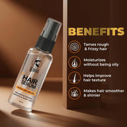 Beardo Hair Serum 50ml for Instant Shine & Anti-frizz with Argan Oil, Made for Men's Hair, Super Light-weight | Provides shine, smoothness and damage protection | Frizz-Free Hair Serum for Men