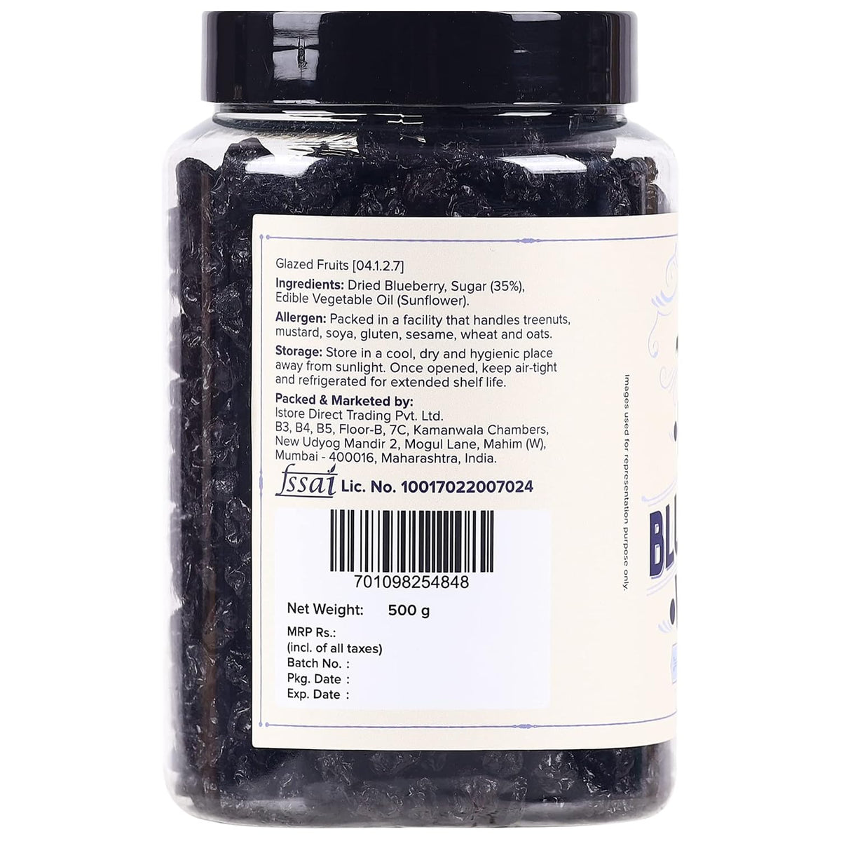 Urban Platter Dried Blueberries, 500g (Sweet & Mildly Tart | Garnish or Add to Fruit Salads, Oatmeals, Mueslis, Trail Mixes, Ice Creams, Baked Goods | Product of USA)