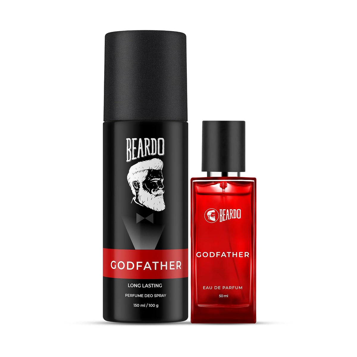 BEARDO Godfather Perfume For Men, 50 Ml + Body Spray Deo 150 Ml | Premium, Strong & Long Lasting Fragrance | Woody Spicy Deodrant For Husband And Boyfriend | Christmas Gift For Friends | Gift For Men