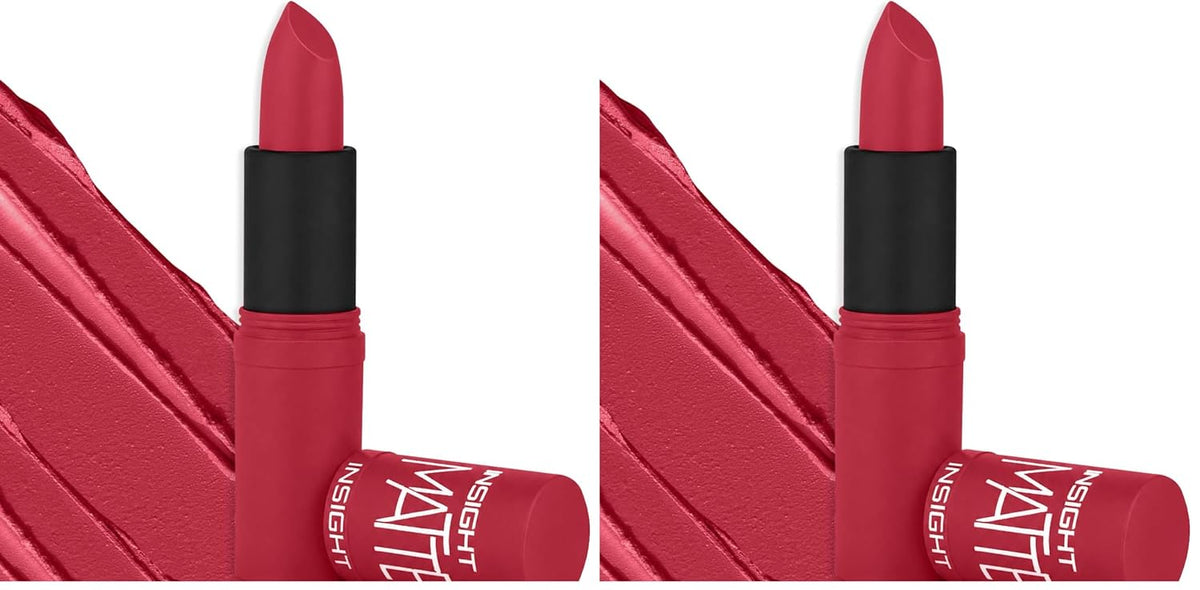 INSIGHT Matte Lipstick | Ultra Creamy | Highly Pigmented Formula | Intense Color Payoff | Fade-Proof Lipstick | ROCKSTAR RED- 4.2g (Pack of 2)