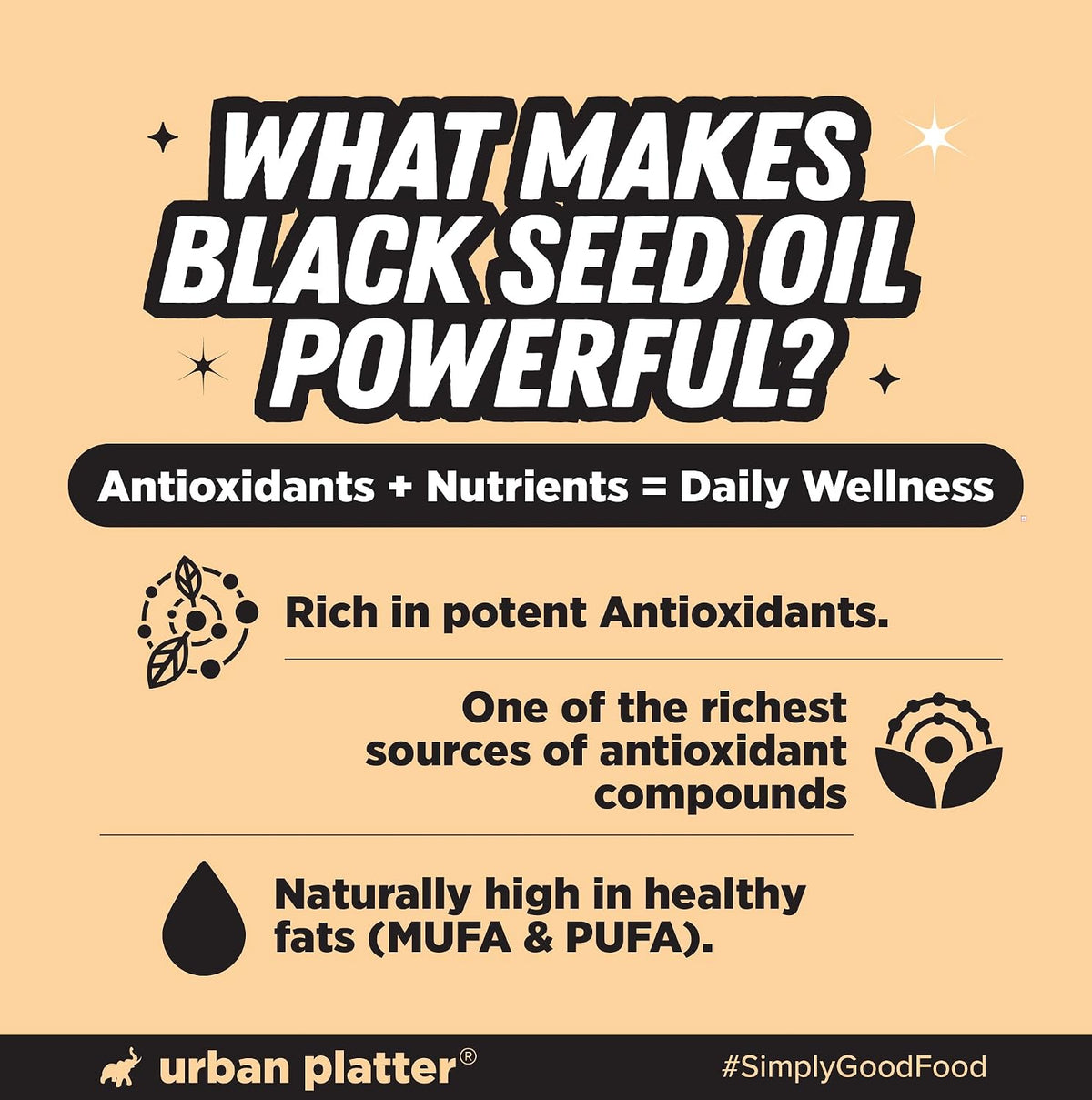 Urban Platter Black Seed Oil, 15ml (Cold-Pressed, 2% Naturally Occurring TQ, Anti-Inflammatory, Consume daily for overall well being and vitality)