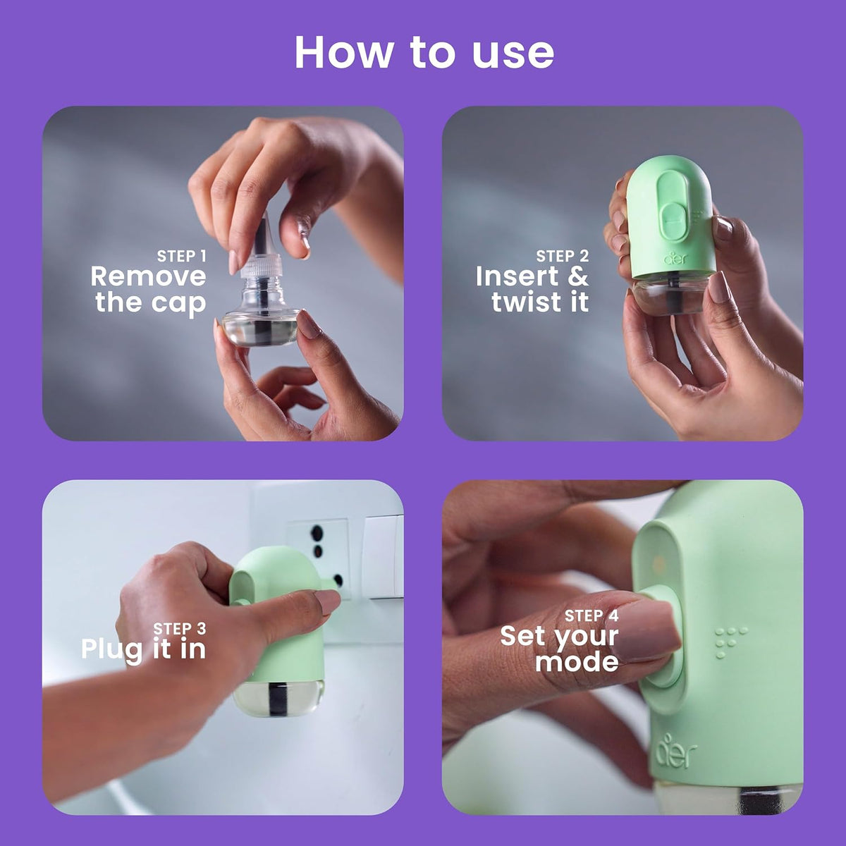 Godrej aer Plug Electric Air Freshener (Machine + 2 Refills (20Ml each) | Violet Bloom | Lasts up to 120 days,Solid (Pack of 2)