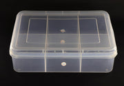 NMII Multipurpose Plastic Storage Box with Partitions | Transparent Organizer with Secure Lid | Ideal for Stationery, Craft Supplies, Tools, and Jewellery, Accessories | Lightweight-(6 Partitions)