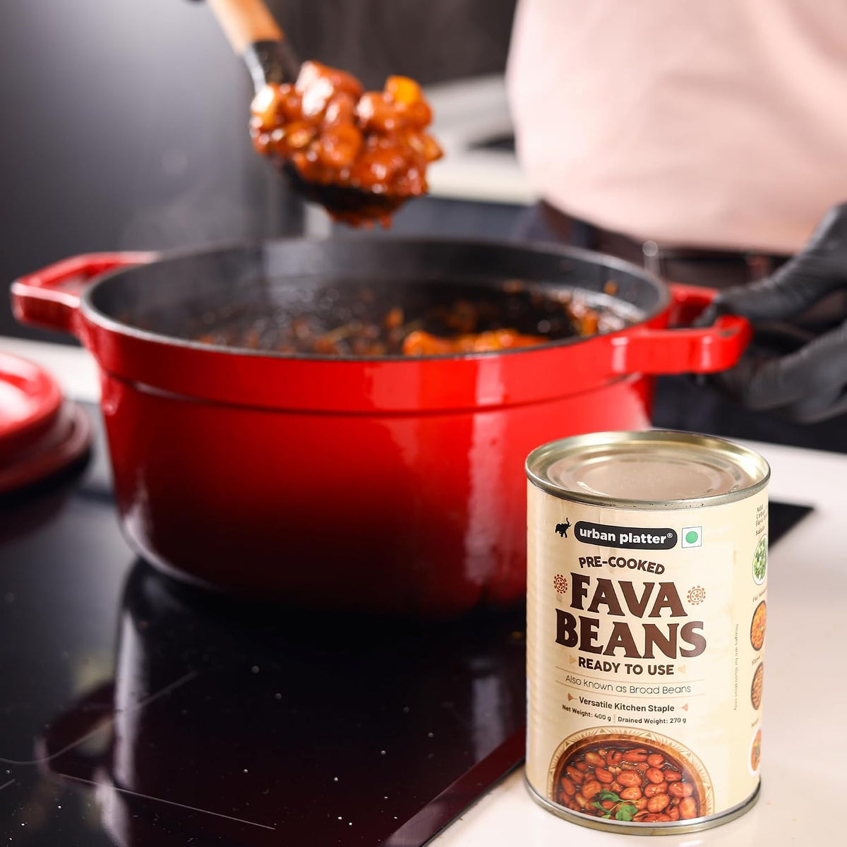 Urban Platter Canned Fava Beans, 400g (Ready to use, Cooked Fava Beans, Broad Beans, Middle Eastern Staple, Foul Medammas)