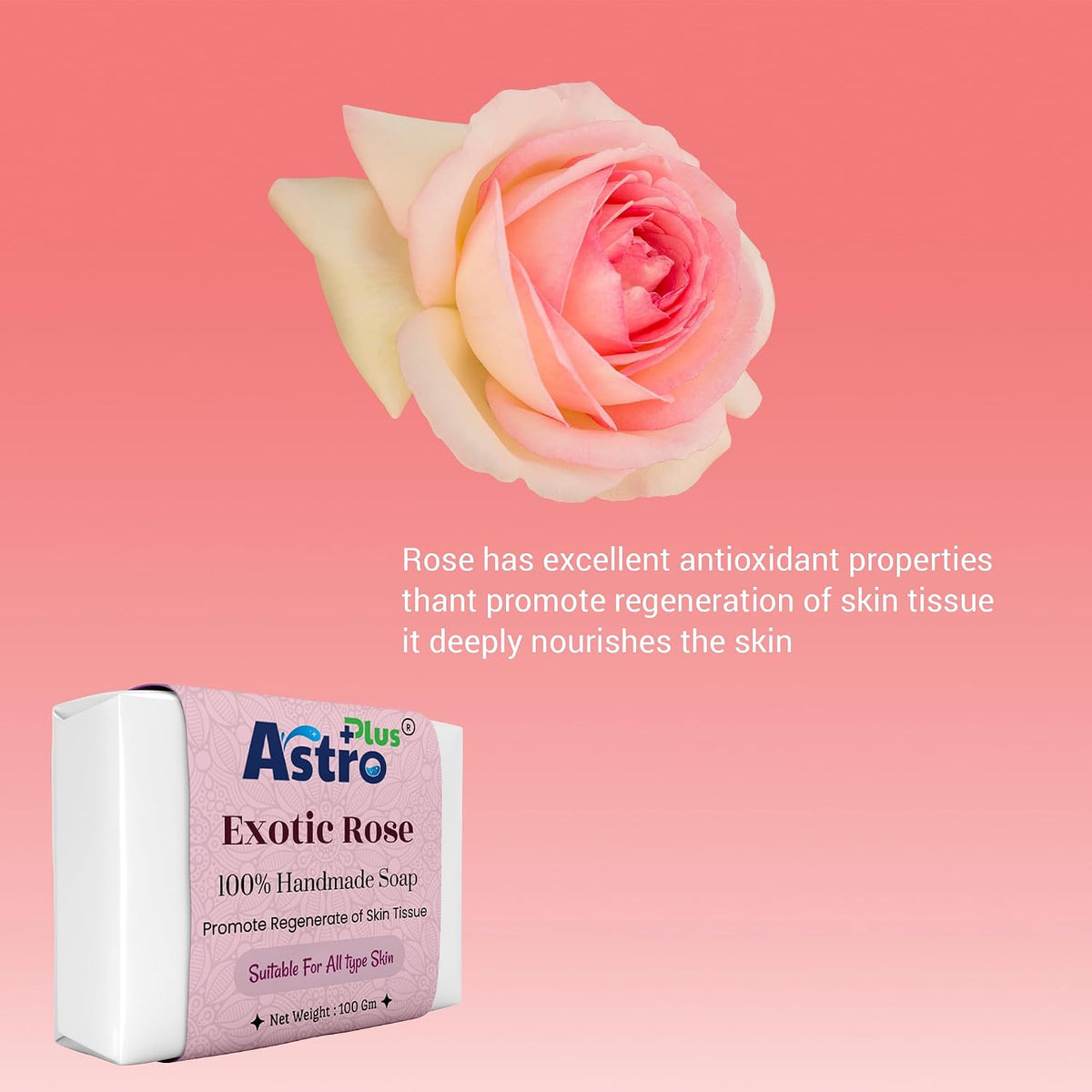 Astro Plus+ Rose Soap Homemade Natural Soap At Home For Your Healthy Skin Use For Deep Cleansing & Glowing Skin (1 pieces)