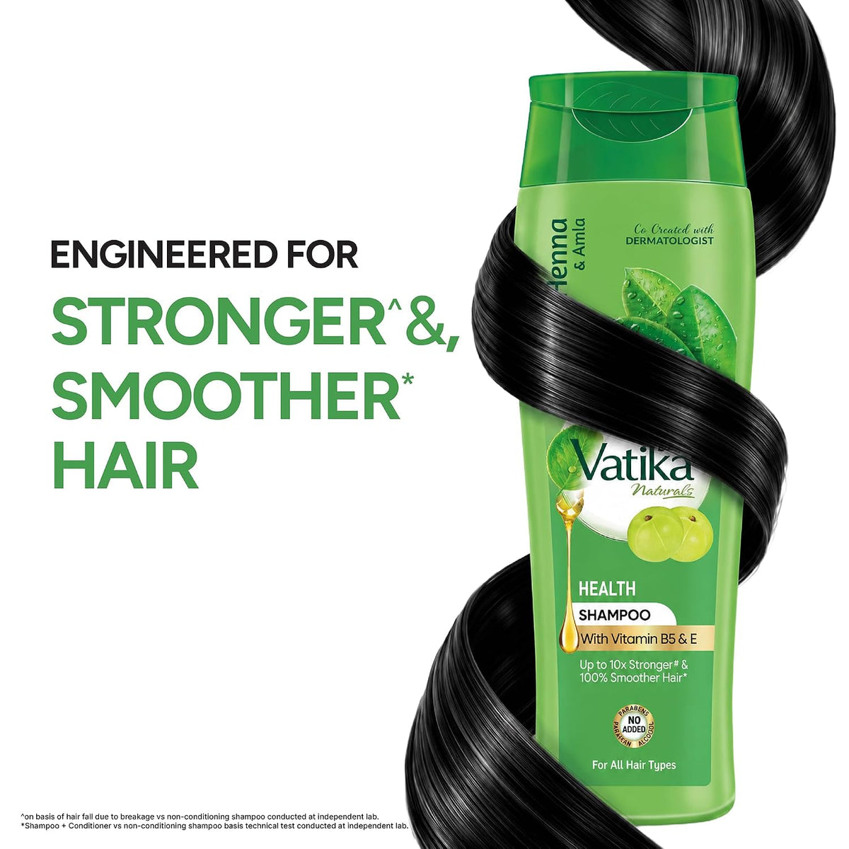 Dabur Vatika Health Shampoo - 340 ml | For Smooth, Shiny & Nourished Hair | Repairs Hair Damage, Controls Frizz | For All Hair Types | Goodness of Henna & Amla