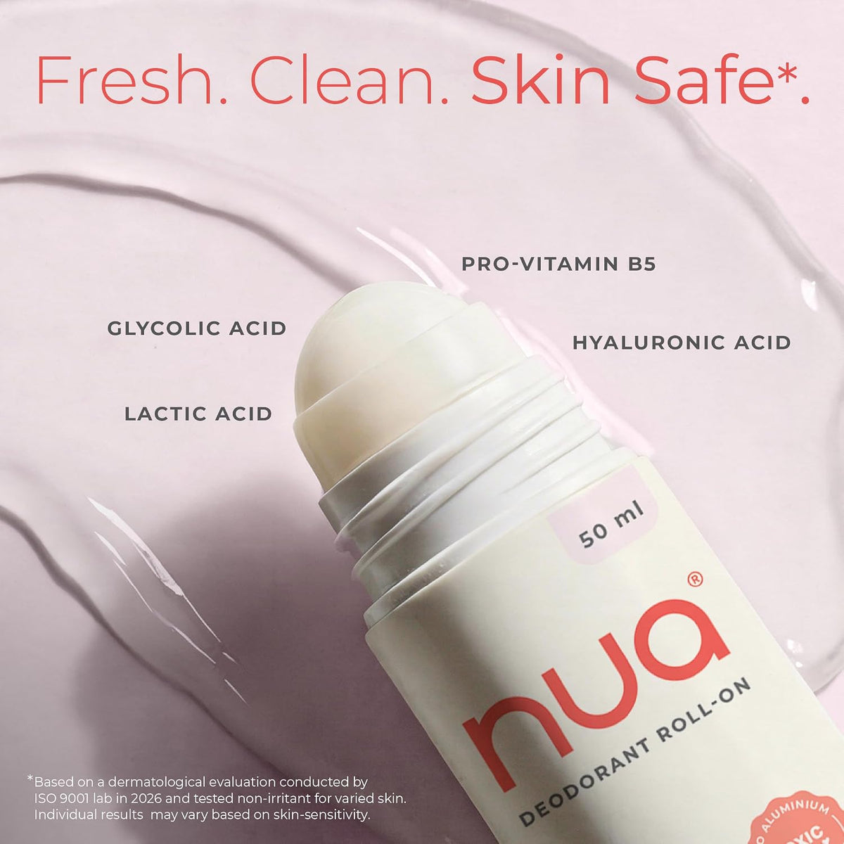 Nua Deodorant Roll-On (Rose & Raspberry) | Skin-safe | Protects Skin Barrier | Prevents Odour | No Aluminium No Pthalates | 50 ml