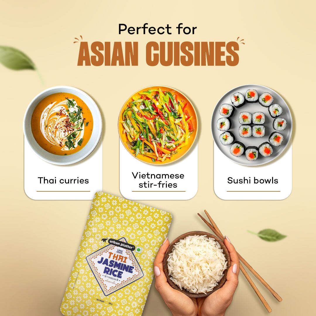 Urban Platter Thai Jasmine Rice, 1kg (Aromatic Long-Grain Rice | Soft & Fluffy Texture | Asian Pantry Staple)