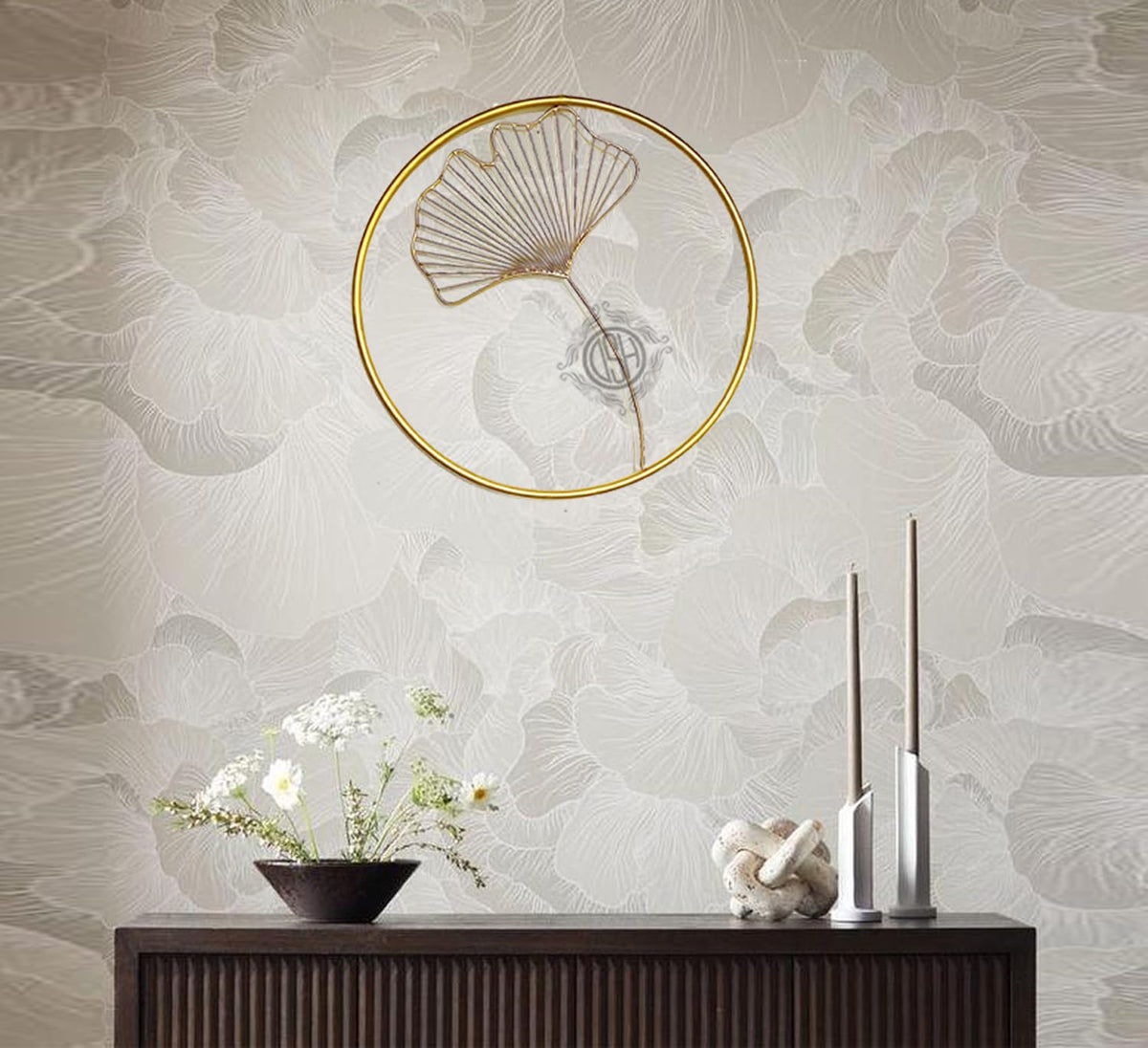 DSH CRAFTING YOUR CURIOSITY Metal Round Shaped Beautiful Leaf Wall Decor Wall Arts Perfect For Living Room Hotel Restaurant Bedroom Drawing Room (Design-1 (1 Leaf))