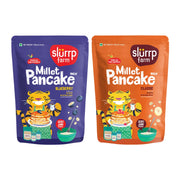 Slurrp Farm No Maida Pancake Mix | Instant Breakfast Mix made with Oats and Jowar | 100% Vegetarian Eggless Healthy Breakfast for Kids & Adults | Blueberry and Classic Combo- 150g X 2