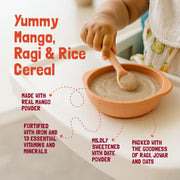 SLURRP FARM No Added Sugar Instant Cereal | Ragi, Rice and Mango with Milk, 200 Grams