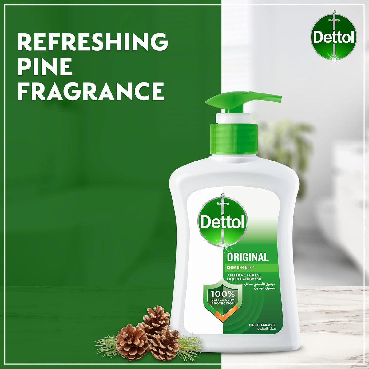 Dettol Liquid Handwash Dispenser Bottle Pump (Pack of 3 - 200ml each)- Original Hand Wash | Germ Defence Formula | 10x Better Germ Protection