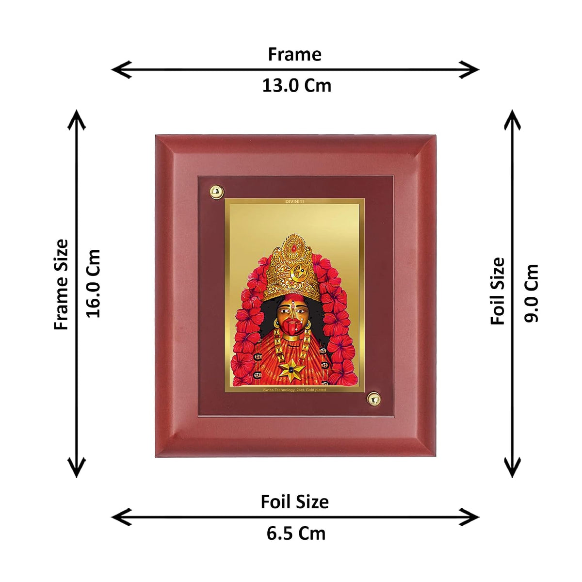 DIVINITI 24K Gold Plated Maa Tara Photo Frame | Premium Religious Gift & Spiritual Home Decor | MDF Gold Foil Frame for Pooja Room, Mandir, Wall & Gifting | 16 x 13.5 CM