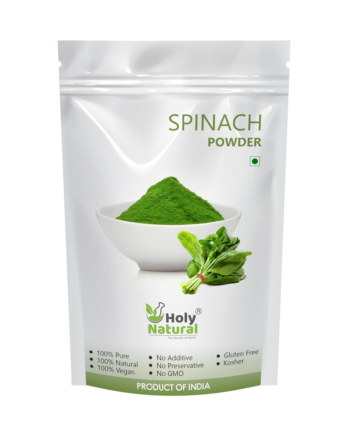 Holy Natural Spinach Powder 100g | Nutrient-Rich Palak Leaf Powder | for Smoothies, Soups, Salad Dressings & Healthy Recipes | No Additives or Preservatives